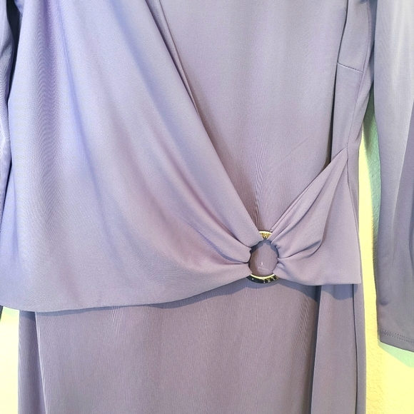 Lauren Ralph Lauren Stretch 3/4 Sleeves Crewneck Formal Wisteria Dress - Picture 10 of 13